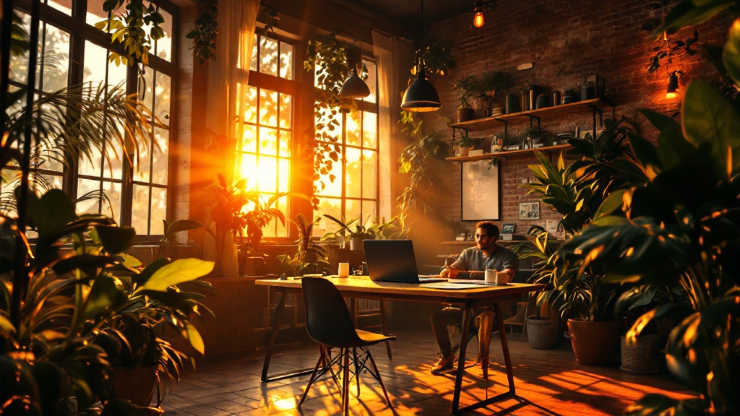 A company office in Medellín at golden hour
