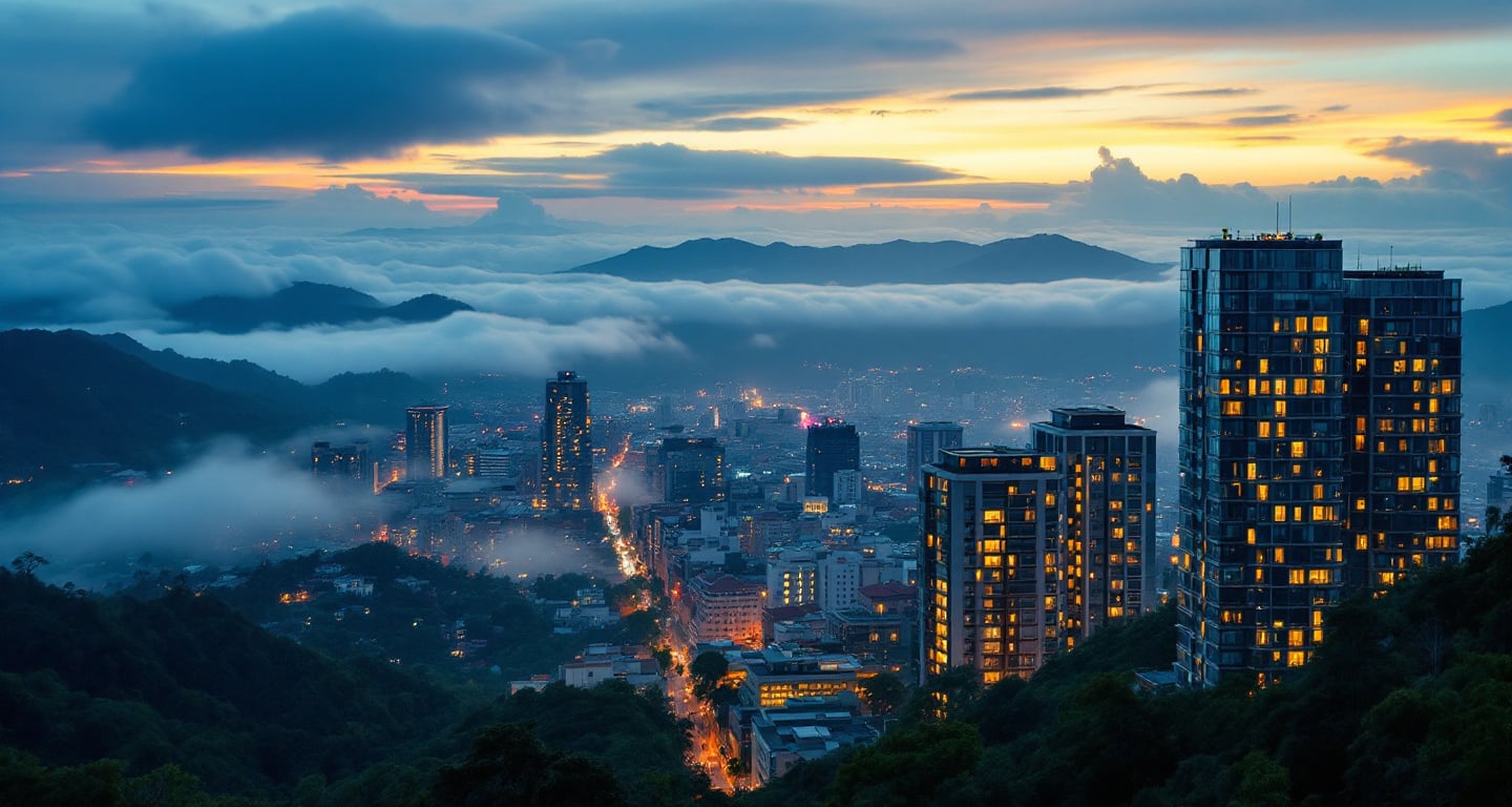 Medellín al anochecer desde El Poblado