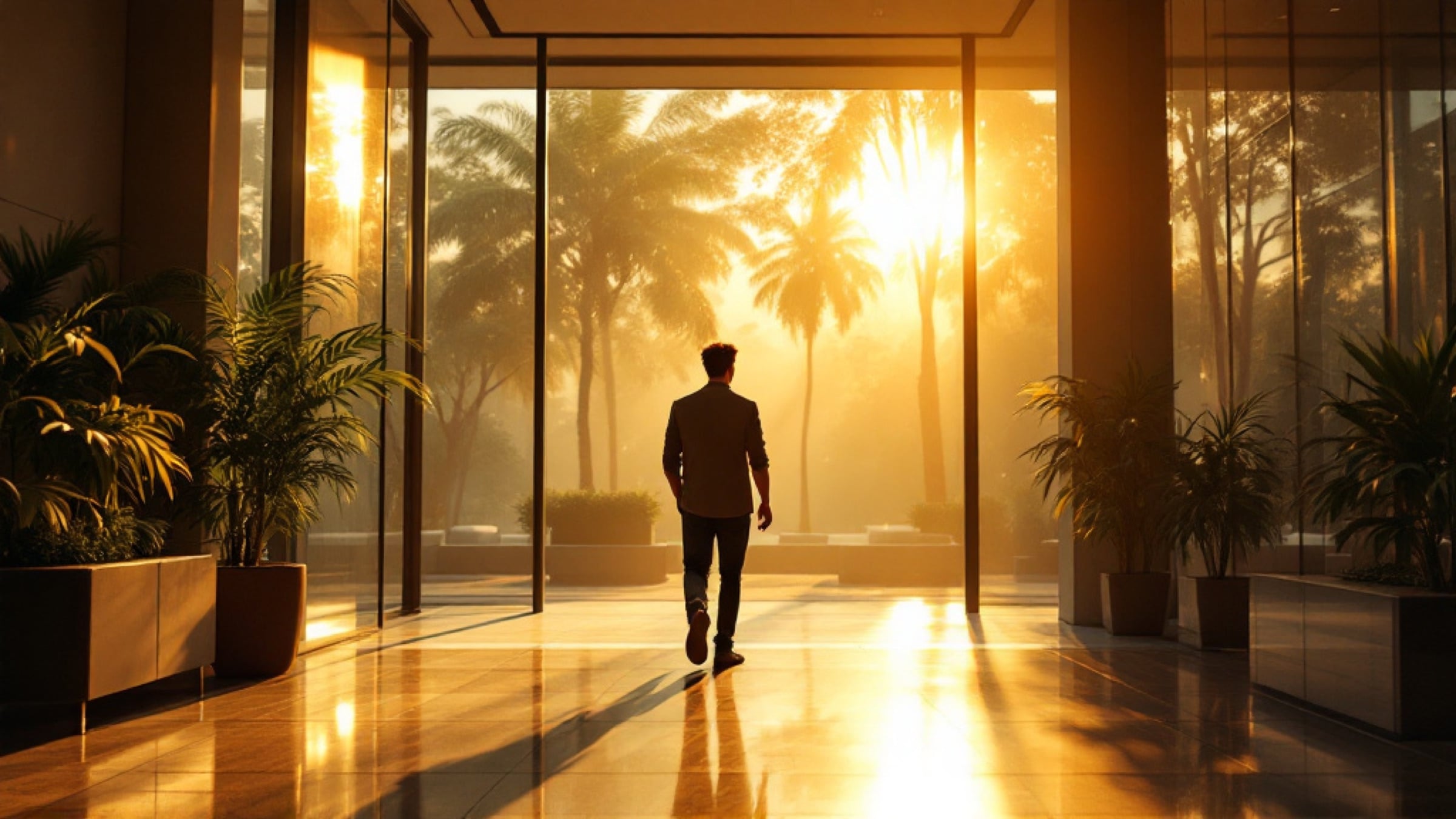 Fundador entrando a la sede de su nueva empresa en Medellín
